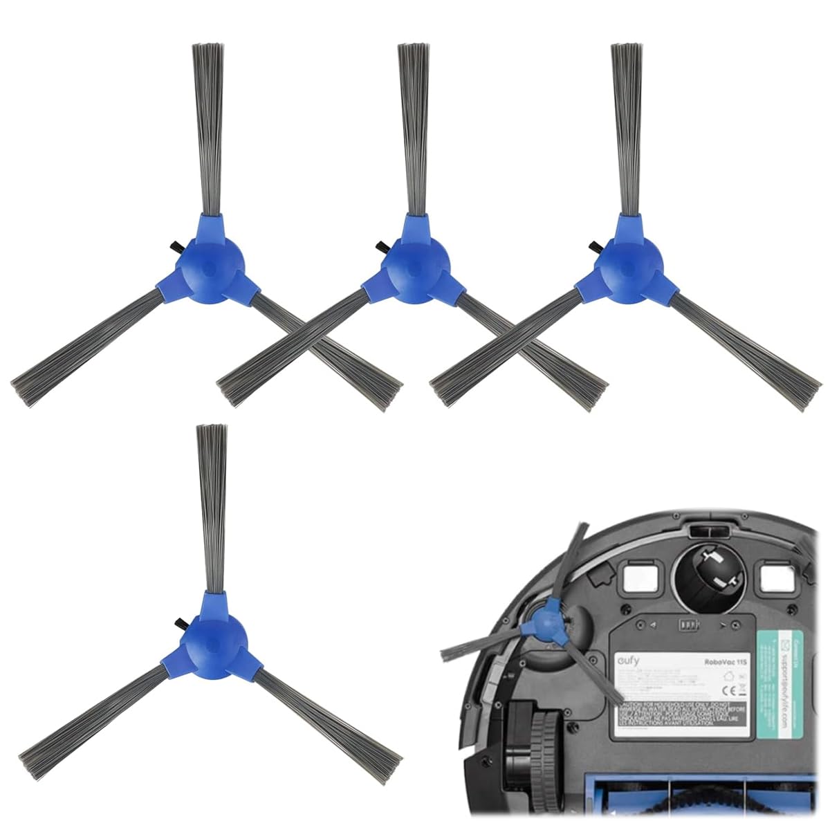 Verilux 4pcs Replacement Side Brushes for Floor Sweeper EUFY 11S RoboVac 30 11 MAX 15C Universal Vacuum Floor Cleaner Robot Replacement Side Brush Floor Sweeper Accessories Verilux 4pcs Replacement Side Brushes for Floor Sweeper EUFY 11S RoboVac 30 11 MAX 15C Universal Vacuum Floor Cleaner Robot Replacement Side Brush Floor Sweeper Accessories